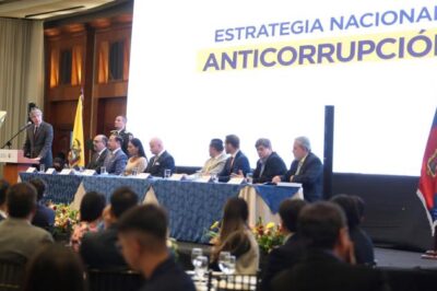 El presidente Guillermo Lasso en la presentación de la Estrategia Nacional Anticorrupción, en Quito, el 13 de julio de 2022.- Foto Presidencia